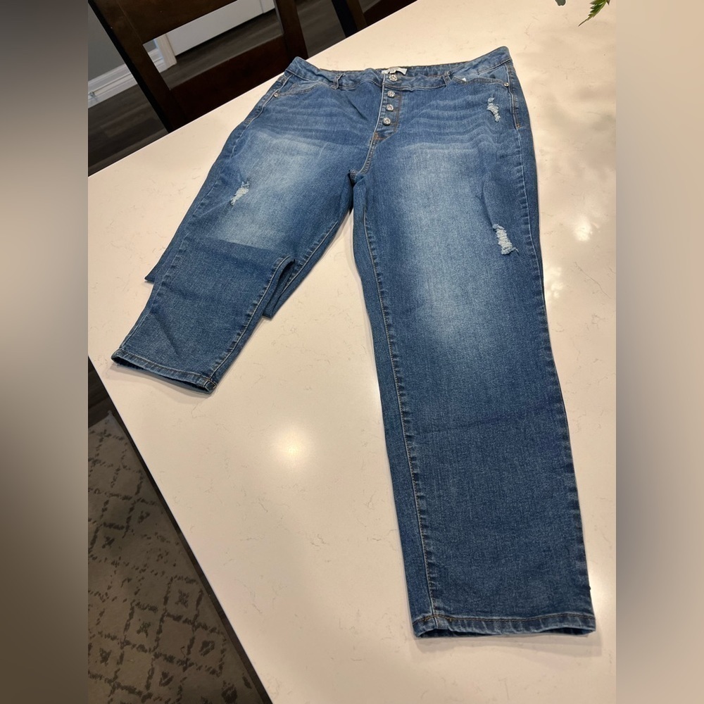 Madden NYC Distressed Skinny Jeans Blue